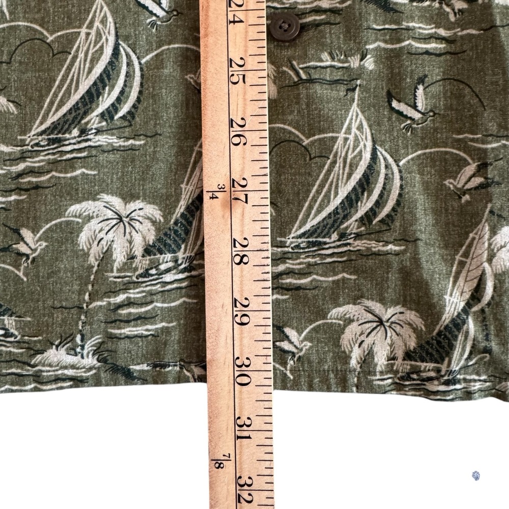 Reyn Spooner x UNIQLO XL‎ Green Sailboat Palm Tree Men's Camp Shirt 444646 - Picture 6 of 10